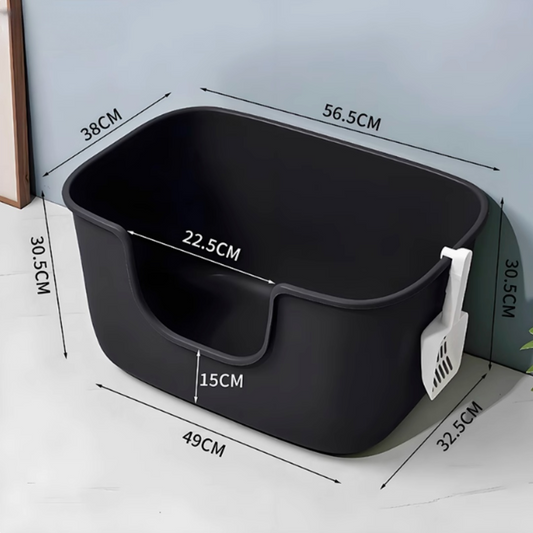 型格黑色開放式貓砂盤