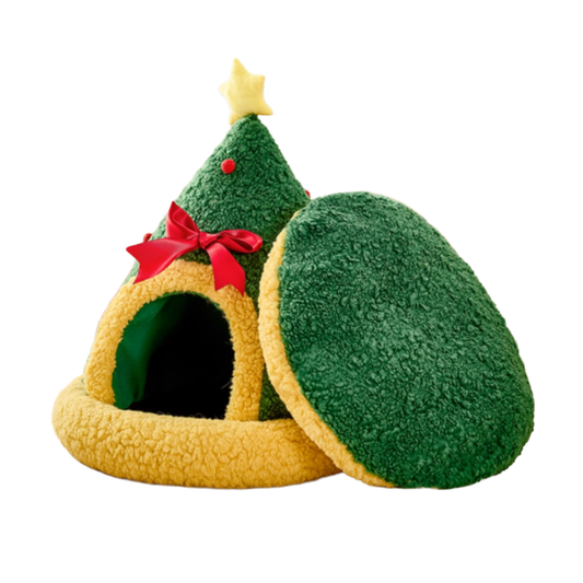 聖誕加厚封閉式貓咪睡窩