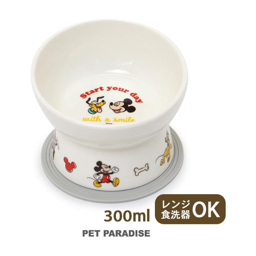日本 Pet Paradise 迪士尼米奇家族 斜口食碗 (內附防滑墊)